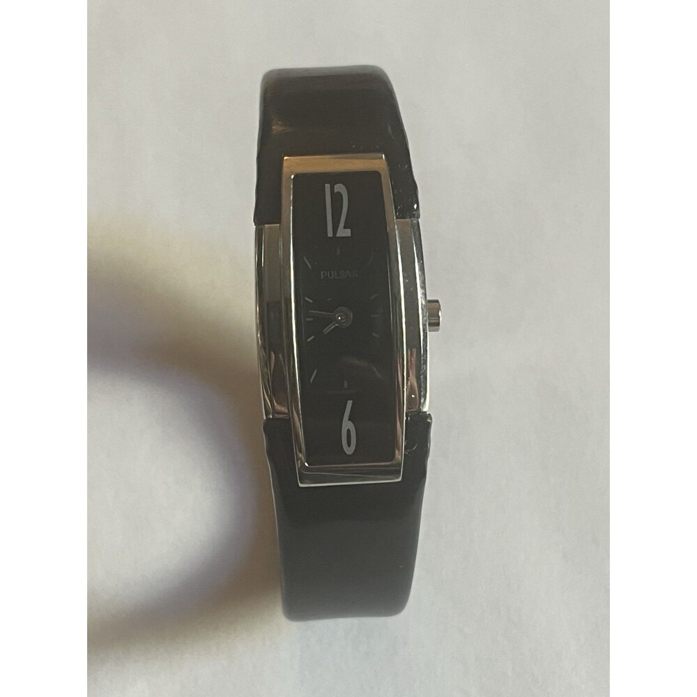 Pulsar Rectangular Black Dial Quartz Watch VJ10-X029 Japan Steel